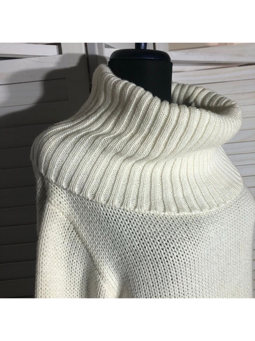 Poof! Cream Cowl Neck Open Back Bow Sweater Dress Size S - Picture 5 of 14